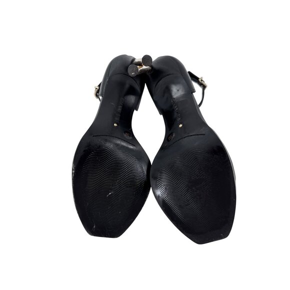 Gianni Bini Black Ankle Strap Heels Gold Stiletto Heel 7.5 - Picture 8 of 8